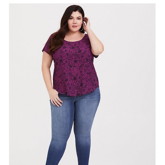 Torrid ABBEY - PURPLE PAISLEY CAGE BACK BLOUSE - Picture 3 of 6